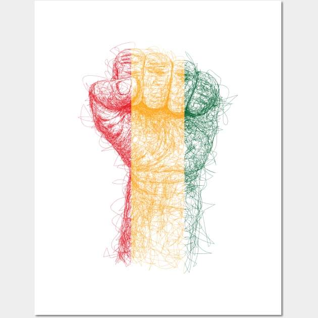 Hand fist drawing with scribble art Wall Art by KondeHipe